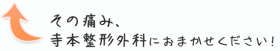 その痛み、

寺本整形外科におまかせください！